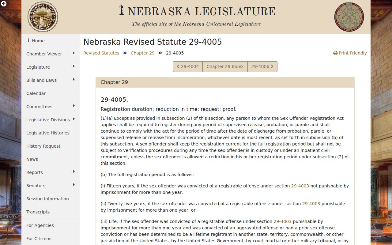 Franklin criminal record duties under Nebraska sex offender registration law