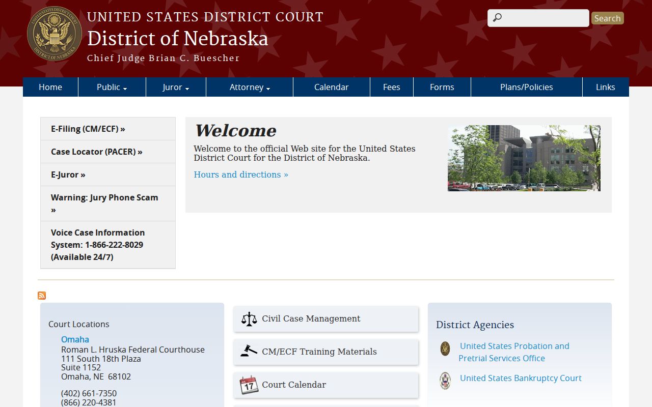 Franklin criminal records at the U.S. District Court for Nebraska
