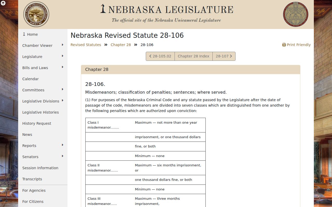 Franklin County misdemeanor court case classification statute