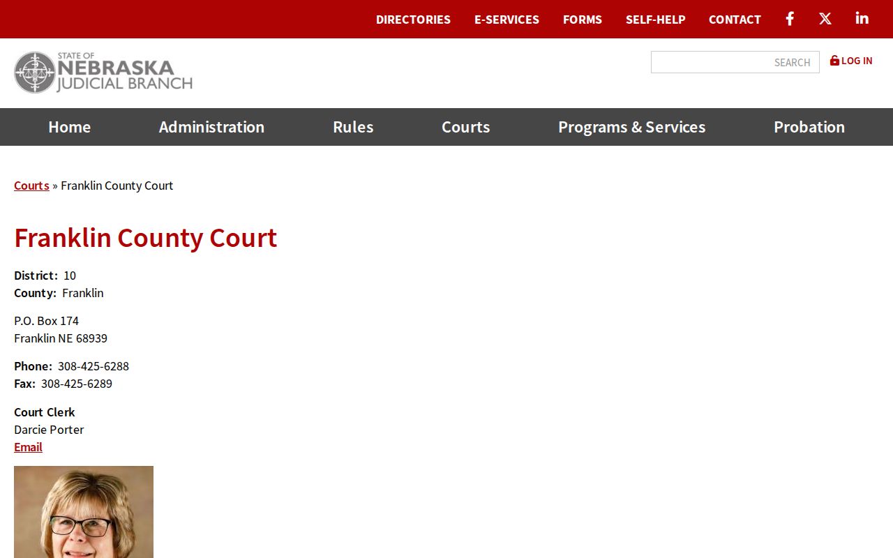 Franklin County court case records contact page