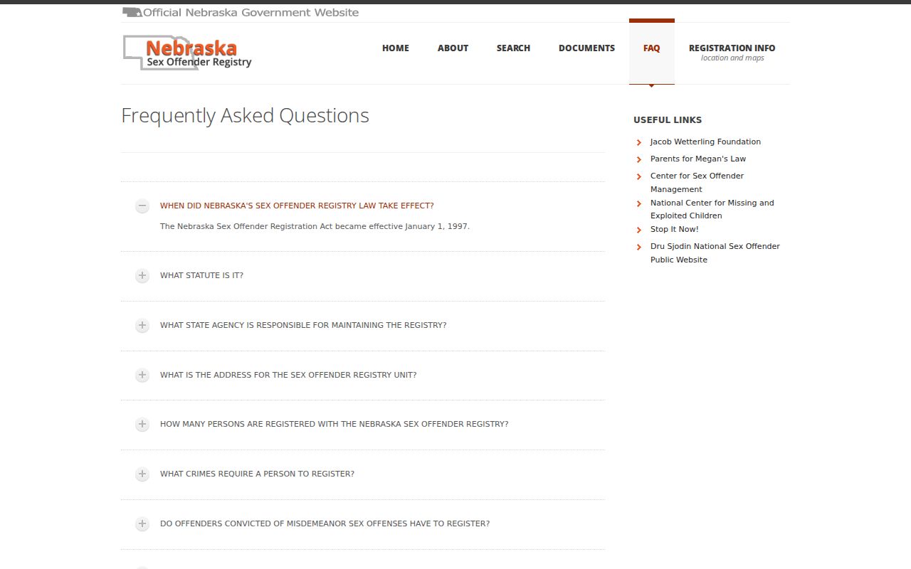 Official FAQ for Franklin County sex offender registry profile fields