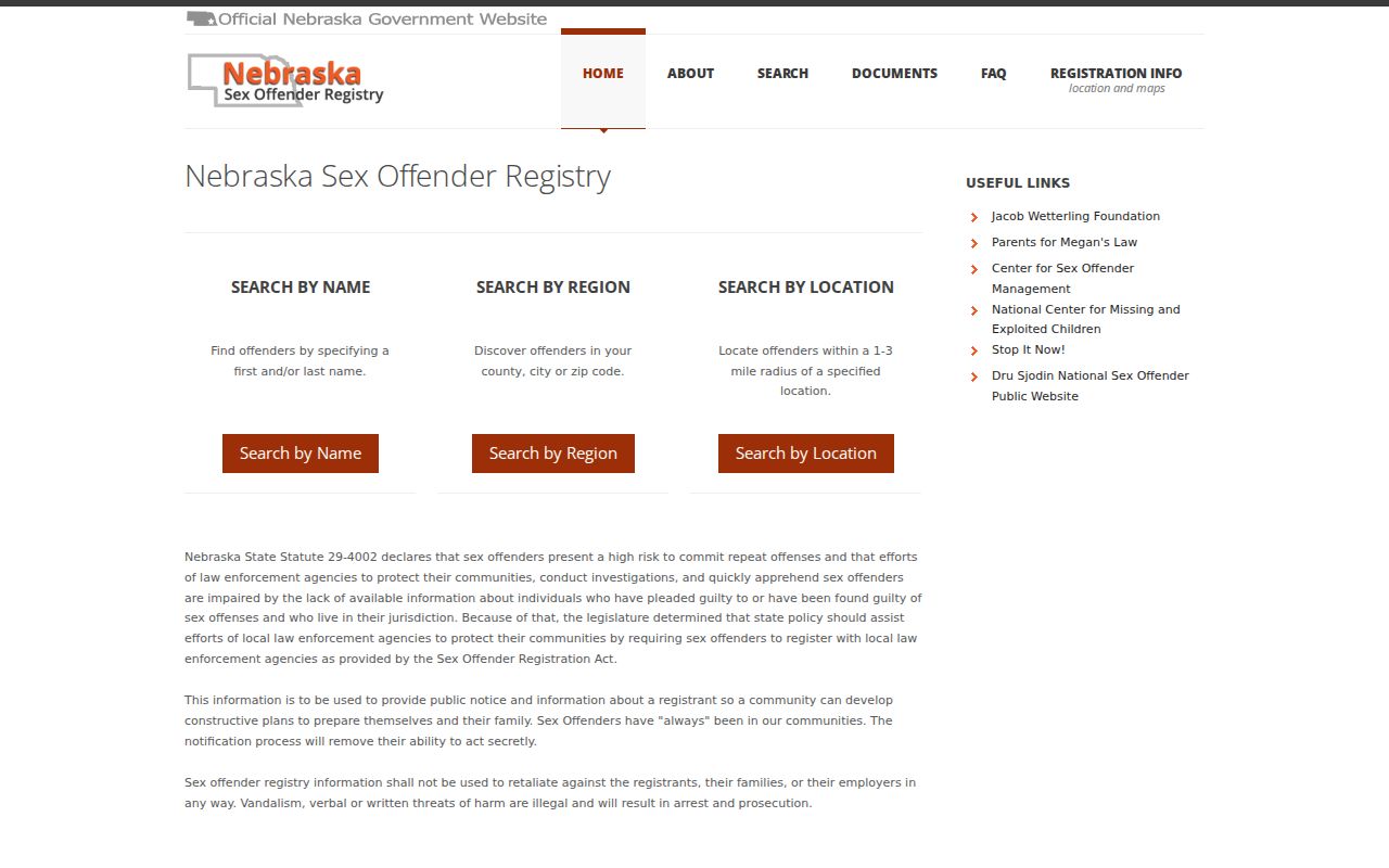 Nebraska Sex Offender Registry search for Franklin County sex offender records