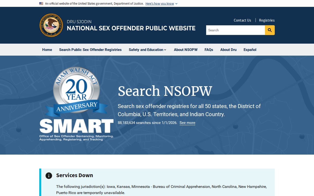 National registry gateway for cross-state Franklin County sex offender searches