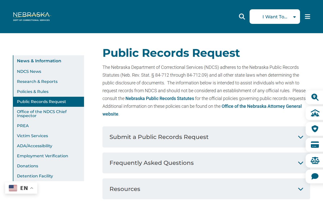 Franklin County corrections criminal record request through NDCS