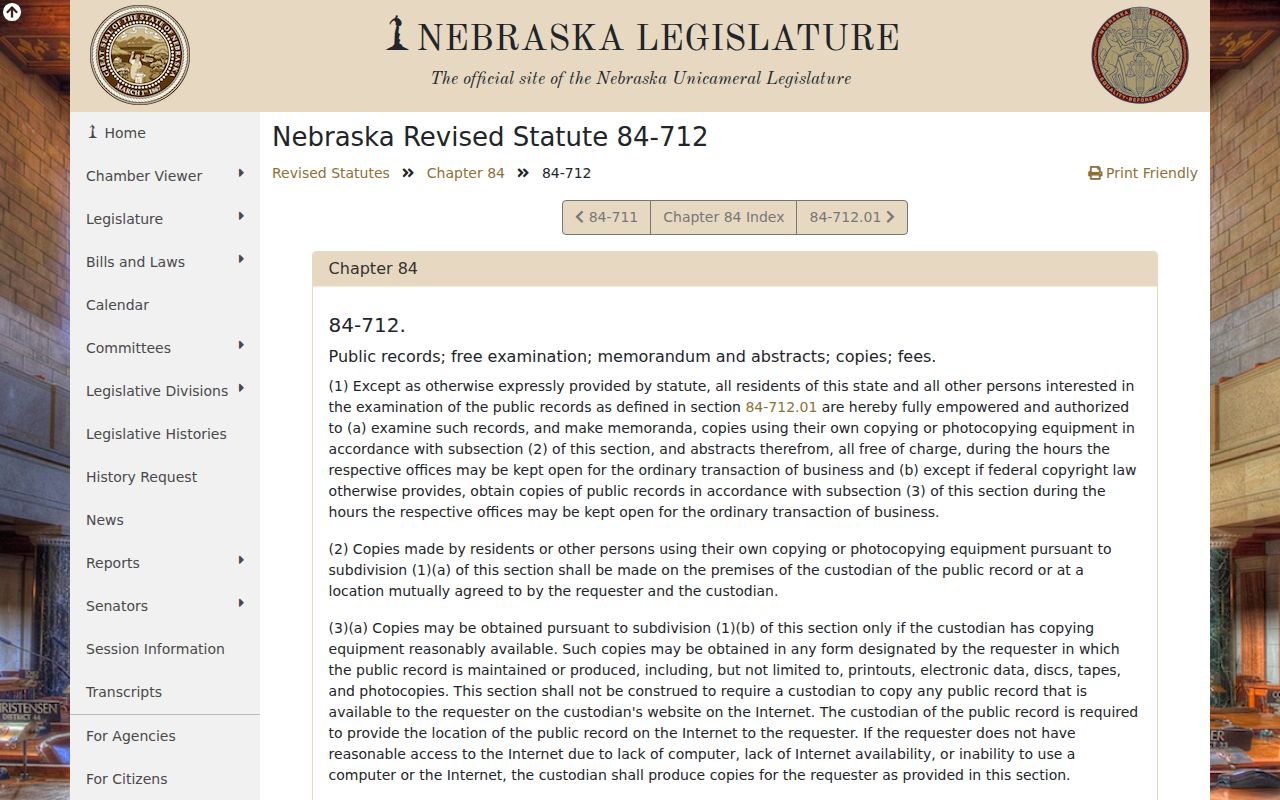 Nebraska public access law for Franklin County criminal records